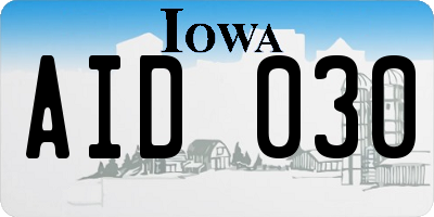IA license plate AID030