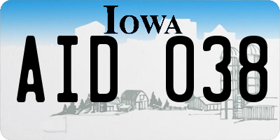 IA license plate AID038
