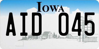 IA license plate AID045