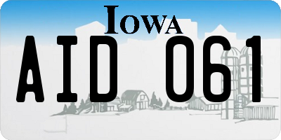 IA license plate AID061