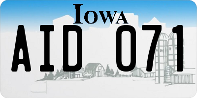 IA license plate AID071