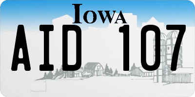 IA license plate AID107