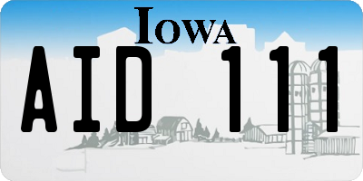 IA license plate AID111