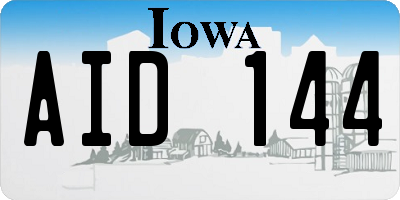 IA license plate AID144
