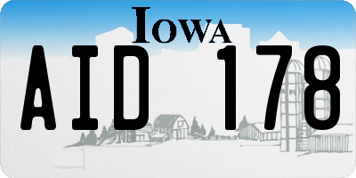 IA license plate AID178