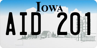 IA license plate AID201