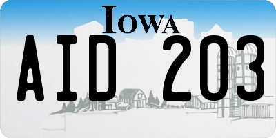 IA license plate AID203