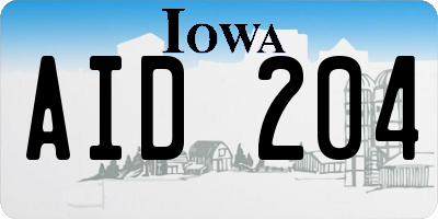 IA license plate AID204