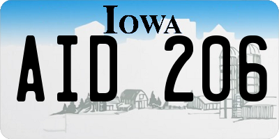 IA license plate AID206