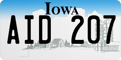 IA license plate AID207