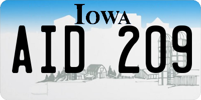 IA license plate AID209