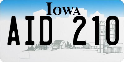 IA license plate AID210