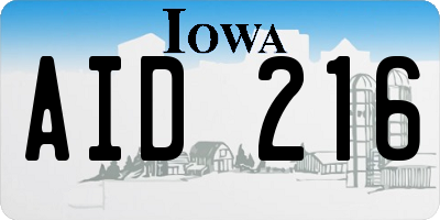 IA license plate AID216