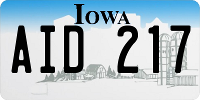 IA license plate AID217