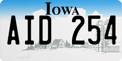 IA license plate AID254