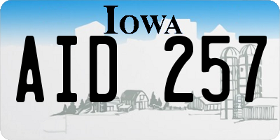 IA license plate AID257