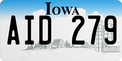 IA license plate AID279