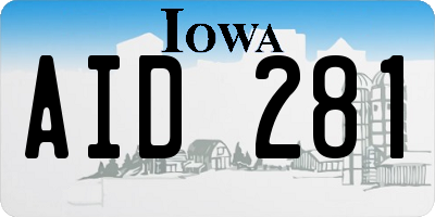 IA license plate AID281