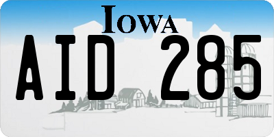 IA license plate AID285