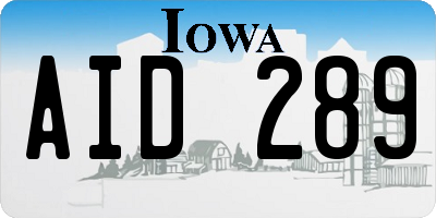 IA license plate AID289