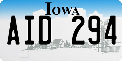 IA license plate AID294