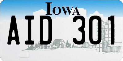 IA license plate AID301
