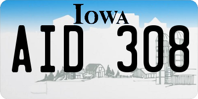 IA license plate AID308