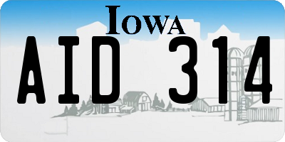 IA license plate AID314