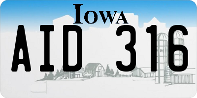 IA license plate AID316