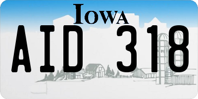 IA license plate AID318
