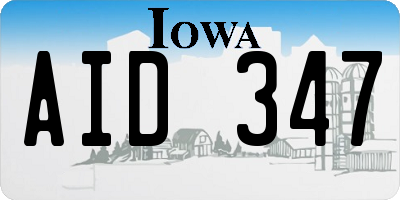 IA license plate AID347