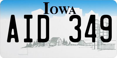 IA license plate AID349