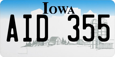 IA license plate AID355