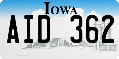 IA license plate AID362