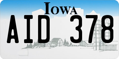 IA license plate AID378