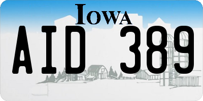 IA license plate AID389