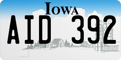 IA license plate AID392