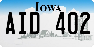 IA license plate AID402