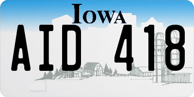 IA license plate AID418