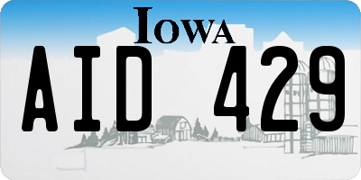 IA license plate AID429