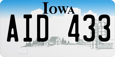 IA license plate AID433
