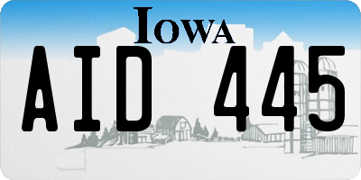 IA license plate AID445
