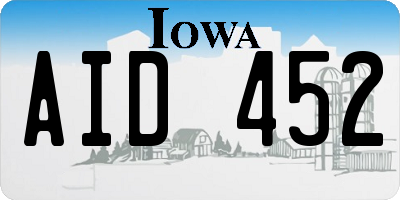 IA license plate AID452