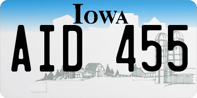 IA license plate AID455