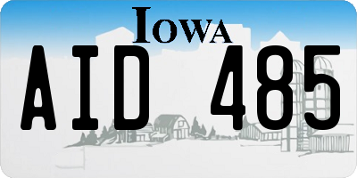IA license plate AID485