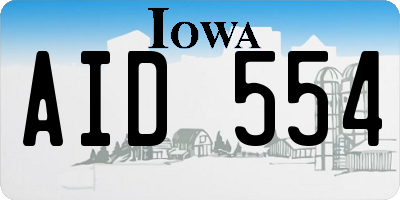 IA license plate AID554