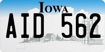 IA license plate AID562