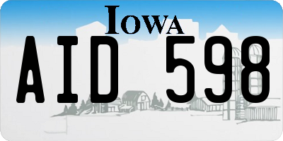 IA license plate AID598