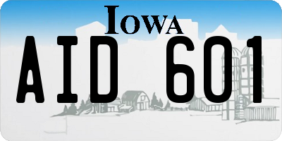 IA license plate AID601