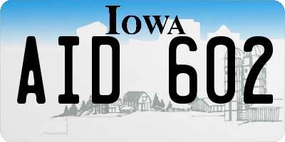 IA license plate AID602